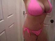 Amateur Slut Bitch Showing Natural Cup Tits For Your Cum In My Pink Bikini