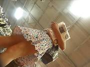 Hot Brunette Upskirted While Shopping