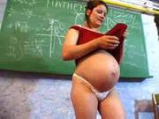 Pegnant Teacher Masturbates In Her Desk