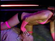 Bitchy Blond With Diminutive Billibongs Copulates Shaved Boy-friend With Belt On