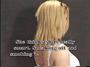 Legal Age Teenager Golden-haired Banged On The Floor
