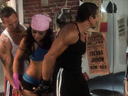 Sporty Slut Kaylani Lei Seduces Two Dicks In A Boxing Club