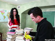 Horny Black Haired Student Madelyn Monroe Gives A Stout Blowjob To Her Teacher