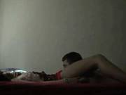 Ebony Chick Cumming On White Cock