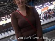 Busty Redhead Czech Slut Nailed While Waiting A Bus