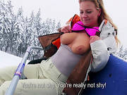 Busty Nathaly Teges Flashes In The Cold And Convinced To Fuck For Cash