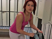 Flirty Redhead Sweetie Pulled From The Streets And Fucked In The Gym For Cash