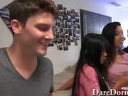 Dorm Mates Having Fun With Horny Males And Had Threesome Action