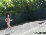 Naked Girls Running And Licking Pussies At The Tennis Court