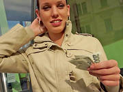 Busty Glamour Euro Chick Sucks And Rides Cock In Public Just To Earn Some Money