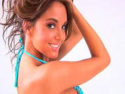 Glam Brunette In Bikini Striptease