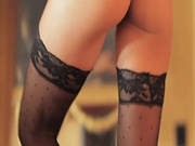 Stockings Cling To Her Long Legs