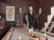 Stunning Brunette Fingering On Pool Table