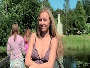 Sweet Gal Shows Off On The Bridge
