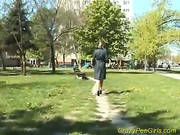 Teen Peeing In A Public Park