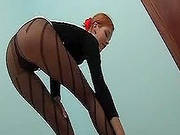 Masturbating In Her Sheer Black Pantyhose