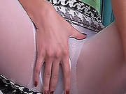 White Pantyhose Teen Masturbates Solo