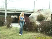 Mature Blonde Amateur Decides To Piss In Public Place