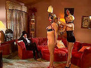 Lesbian Dominatrix With Short Blonde Hair Spanking Her Girlfriend