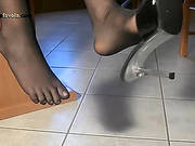 Foot Fetish In Black Stockings With Cute Italian Babe