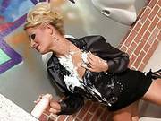 Gloryhole Loving Blonde Gets Covered In Cream