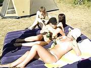 Two Lucky Bastards Share Each Other´s Hot Slut´s Outdoors