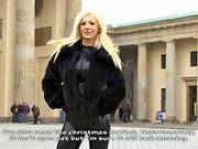 Blonde German Lady In Spandex Uniform Goes For A Walk
