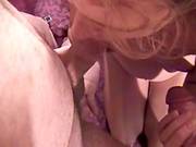 Excited Blonde Getting Facial Jizz Flow