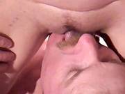 Bi-sexual Harlots Fucking A Man And Take Up With The Tongue Cum-hole