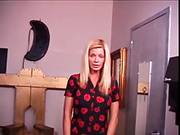 Cute Blond Made To Stuff Her Nylons In Her Throat