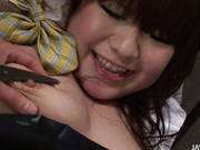 Japanese Student Girl Meina And Her Pimple-bearing Dildo