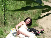 Village Girl Lucy Masturbating On The Grass Outdoors