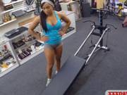 Masculine Gym Trainer Pawns Her Pussy And Pounded For Money