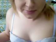 Golden-haired Gf Stripping And Masturbating