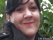 Shameless Andrea Flashes Her Fat Tits Outdoors