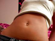 Addison Plays With Her Toy On Her Firm Belly