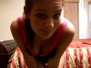 Sexy Slut Kat Tugs On Massive Dildo On Bed