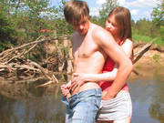 Slender Tall Teen Plow In Doggy Style Pose Outdoors