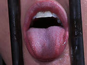 Bosomy Blonde Darling Is Trained For Brutal Deep Throat In Head Cage