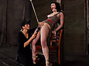 Hard Tied Brunette With Plug In Her Mouth Hole Gets Punished