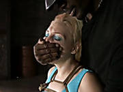 Black Master Examines White Pussy Of One Appetizing Tied Up Blonde