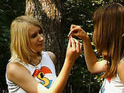 Two Tempestuous Teen Chicks Have Dirty Lesbian Sex In The Forest