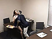 Hungry Guy Eats Sweet Kitty Of His Light Haired Kinky Chick In The Office