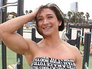 Dark Haired Bodybuilder Sweetie Gives Stout Deep Throat To Her Lover