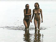 Slutty Light Haired Teens Share One Hard Big Cock Outdoors