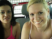 Two Teeny Chicks Are Ready For Casual Sex Right At The Gas Station