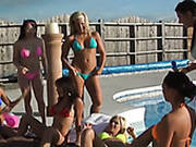 Bunch Of Hot Slim Babes Enjoy Dirty Lesbian Orgy In Pool Area