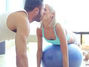 Blonde Hottie Kacey Jordan Rides Her Man On A Yoga Ball