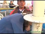 Cute Chick Rides Tool In Fun Park
