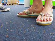 Public Solo Naked Feet In Flip Flops